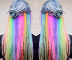 Tinte cabello largo tono arcoiris